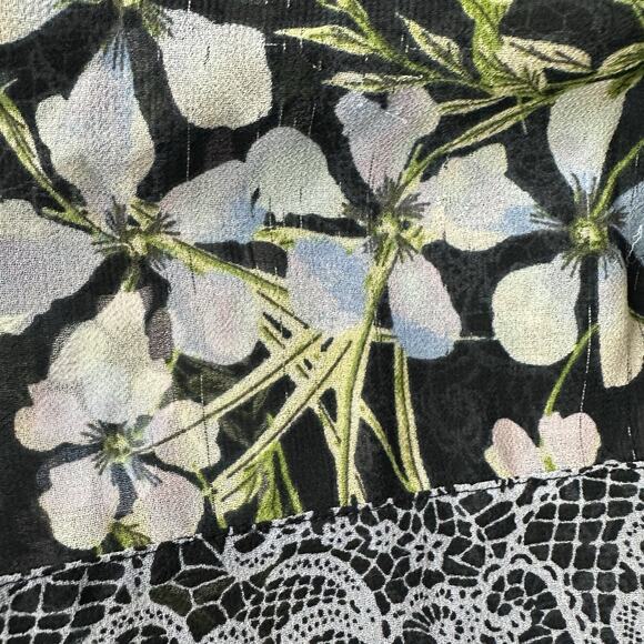 J Jill Blouse Womens Large Blue Floral Chiffon Breathable Sheer Cottage Navy Top - Picture 12 of 15